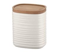 Guzzini Tarro Tierra M con tapa - Plástico reciclado y bambú, Blanco Leche 1000 cc