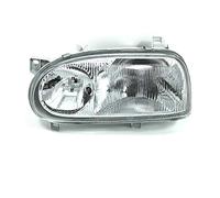 GV-ZONE Volkswagen Golf 3 1991-1997 - Conjunto de faros delanteros cromados para lado izquierdo, bombillas H1, nivelación de faros eléctricos, marcado E, instalación Plug n-Play