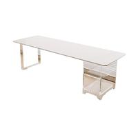 Gv8pA5fj7b Escritorio de Trabajo Escritorio de Estudio Moderno con estantes Abiertos, Tablero losa Roca y Estructura acrílico, Mesa Blanca for portátil, Escritorio for Oficina en casa(Blanco,S)