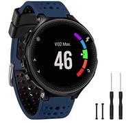GVangel Correa compatible con Garmin Forerunner 235, correa de repuesto de silicona suave para reloj inteligente 220/230/235/620/630/735XT/235 Lite para mujeres y hombres (Azul marino-negro)