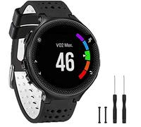 GVangel Correa Compatible con Garmin Forerunner 235, Correa de Repuesto de Silicona Suave para Reloj Inteligente 220/230/235/620/630/735XT/235 Lite para Mujeres y Hombres (Negro-Blanco)