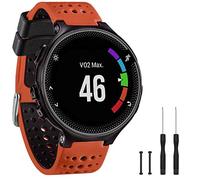 GVangel Correa de repuesto de silicona suave compatible con Garmin Forerunner 220/230/235/620/630/735XT/235 Lite Unisex, Naranja/Negro