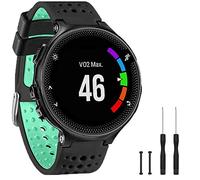 GVangel Correa de repuesto de silicona suave compatible con Garmin Forerunner 220/230/235/620/630/735XT/235 Lite Unisex, Negro/Blanco