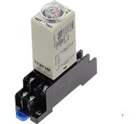 GVBAEPIEO Perilla giratoria de retardo Encendido del relé DPDT 1S/5S/10S/30S/60S/3M/5M/10M/30M Temporizador Relé Tiempo CA 220V H3Y-2 con Toma Base(0-3 Minute)