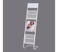 GVBJIUAXJM Revistero de 3 Capas, Expositor de revistas de pie, Soporte de Hierro para folletos, Soporte para catálogos con Patas Antideslizantes, revistero para Oficina y Escuela (Color Blanc