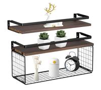Gvblkq Bedroom Shelves, 2pcs Floating Wall Shelf, Storage Shelf with Hook Design, Rust-Resistant, Divider For Bedroom, Bathroom, Study Room, Easy To Organize, 1 Set, 40cm, 15cm
