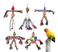 Gvblkq Bird Chew Toys, 5X Bird Cage Parrot Toy, Colorful Cotton Rope Playset, Shredding Activity, Boredom Relief for Cockatiels, Cockatoos, Macaws, 9.45x6.3x1.97 Inches