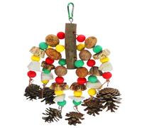 Gvblkq Bird Toys for Parrots, Multicolored Parrot Chewing Toy with Natural Wooden Blocks, Parakeet Accessories Nuts Bite Pendant for African Greys, Lovebird, Cockatoo, Conure