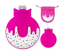 Gvblkq Bolsa de agua caliente, bolsa de agua de silicona con diseño de dona, calentador de pies desmontable para niños, botella de agua caliente, bolsa caliente, buen sellado para el invierno