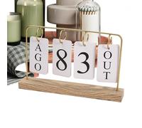 Gvblkq Calendario de madera para escritorio y sobremesa,Metal Con Base De Madera Moderno De Pie | Calendario Diario Perpetuo de Mesa - para Cafetería Hogar Salón Sala de Estudio Aula Docentes