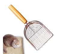 Gvblkq Cat Litter Scooper, Metal Waste Shovel, Deep Screening Tool, Non-Slip Wood Handle, Wide Blade, Strong Sifting Mesh, Easy Cleanup, Perfect for Kittens, Puppies, Pets, 6.3x12.2 Inches