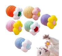Gvblkq Cat Toy Ball, Interactive Chew Teether, Bell-Inside Play Ball, Durable Bouncing Design, (1PC, Assorted Colors) for Small Breed Kittens, Indoor Pet Play, 1.97x3.15 Inches
