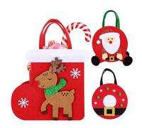 Gvblkq Christmas Felt Treat Bags, Reusable Cloth Candy Bags, Santa Treat Bags With Handle, Holiday Goodie Bags, Festive Storage Bags, Eco-Friendly Christmas Bags, Red Felt Treat Bags, Holiday Cookie B
