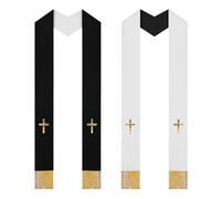 Gvblkq Clergy Stole - Liturgical Priest Vestment, Reversible Church Scarf with Gold Tassel Accents, Sided Embroidered Apparel, Ideal for Pastoral Ministry Weddings Funerals