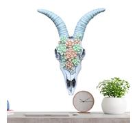 Gvblkq Cow Skull Head Wall Decor, Faux Animal Cow Skull, Long Horn Bull Cranium Adornment Sculpture, Unique Barrier Accents for Bedroom and Living Room, 6.89x6.5 Inches, Multicolor