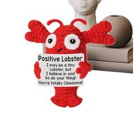 Gvblkq Crochet Lobster, Handmade Animal Plush, de afirmación con tarjeta de ánimo, regalo inspirador para profesor, mamá, adolescente (rojo, 1 pieza), recordatorio diario uplifting