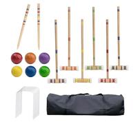 Gvblkq Croquet Set, 6-Player Outdoor Family Game, Portable Wooden Sports Set, Sturdy Mallets and Balls, Classic Lawn Game for Backyard, Park, and Garden, Perfect for Kids and Adults