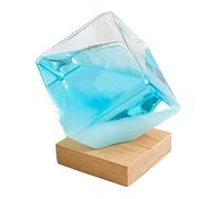 Gvblkq Dispositivo de previsión meteorológica Storm Glass - Instrumento de predicción en forma de cubo, predictor meteorológico decorativo con pedestal | Para escritorio, interior, dormitorio, jardín