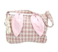 Gvblkq Easter Bunny Tote Bag, Reusable Tote Bag with Zipper, Fashionable Beach Bag, Portable Casual Tote Bag for Women, Portable Tote Bag for Girls, Casual Tote Bag for Women, Reusable Beach Tot, Rosa