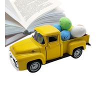 Gvblkq Easter Truck, Vintage Metal Vehicle Toy with Eggs, Farm Truck Model, Farmhouse Tabletop Decor for Kitchen, Mantel & Shelf, Charming Easter Decoration for Home, 4,92 x 1,97 x 1,57 in