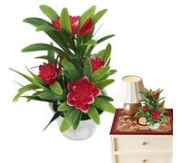 Gvblkq Faux Potted Plants, No Watering Flowers, Aesthetic Home Decoration, Small Desk Centerpiece, Ceramic Look Pot, Botanical Arrangement, Green Plants for Bathroom, Dining Room, House