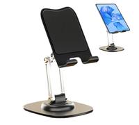 Gvblkq Foldable Desk Phone Stand, Height Adjustable and Rotatable Cell Phone Holder for Desk Use, 11.3x8x4cm Portable and Sturdy Design Made with ABS and Silicone for Secure Grip and Stability