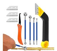 Gvblkq Herramienta para Lechada | Kit De Acabado Para Sellador,Con 3 Cuchillas De Repuesto Para Raspador De Lechada,para Baño Ducha Suelo Pared Limpieza y Colocación de