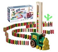 Gvblkq Juego de Juguetes de Tren dominó,Juego de Tren de dominó eléctrico automático - de de Bloques de Juguete para Construir y apilar para niños de 3 a 8 años, Regalos creativos para