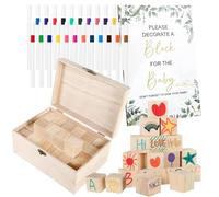 Gvblkq Juegos de shower - Juguetes de recuerdo, kit de actividades para decorar bloques, composición de cartón premium, elemento conmemorativo interactivo de generaciones, perfecto para
