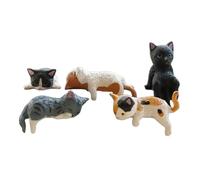 Gvblkq Kitten Figures, 5 Pieces Miniature Sculpture Decoration, Funny Pose Cat Statues, Animal Shelf Ornament, Dashboard Interior Display Tool, Tabletop Performance Accessory, Desktop