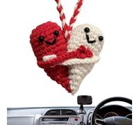 Gvblkq Knitted Positive Doll, Heart-Shaped Crochet Wool Yarn Toy Huggable Companion Cute Handmade Plush Doll for Bedroom Desk Home Classroom Decorative Present for Kids Adults 6.5x6.5cm