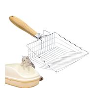 Gvblkq Metal Cat Litter Shovel, Stainless Kitty Scooper, Long Handle Tool, Lattice Scoop Head, Ergonomic Grip, Easy Cleaning, Efficient Sifting, Perfect for Poop, Litter Box, 11.02x5.71x2.75 Inches