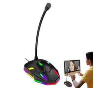 Gvblkq Microphone for PC, Condenser Laptop, USB Conference Microphone, Plug & Play Setup, 360° Adjustable Gooseneck, Noise-Canceling Audio, for Meetings, Streaming, Online Calls, (Black/Green)