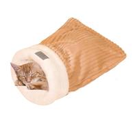 Gvblkq Plush Cat Sack Bed - Comfortable Semi Enclosed Sleeping Pouch, Thickened Winter Warmth Cave for Indoor Cats, Sturdy Anti-Slip Tunnel Bed, Ideal for Anxious Pets, Kittens, or Workplace Lounging