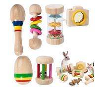 Gvblkq Rabbit Toys for Bunnies, Colorful Wooden Rabbit Chew Toys 6X, Cute Pet Playing Teeth Grinding, Hamster Teether, Bite-Resistant Animal Treats Accessories, 3.7x1.85 Inches