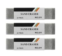 Gvblkq Sand Eraser, 3-Piece Frosted Colored Pen Erasers, 6.5x1.5cm Non-Abrasive Reusable Office and Study Supplies for Technical Drawing, Drafting, Calligraphy, and Ink Correction