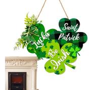 Gvblkq St. Patricks Day Sign, Shamrocks and Hats, Happy St. Patricks Morning Decor, Decorative Wall Symbol Pendant, Green Irish Front Door Furnishings, Indoor and Outdoor Use