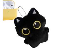 Gvblkq Stuffed Cat Plush, Small Black Plush Doll, Soft Cute Ornament, Bag Charm Keychain, For Kids, Adults, Birthday, Party Favors, Resistant & Well-Stitched, 10cm/3.94 In, 1 Piece