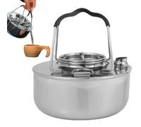 Gvblkq Té de camping Kettle, 1,5 l de acero inoxidable de calentamiento rápido, para camping al aire libre, Kettle de té, olla de café compacta y ligera, para acampar con agua de hervir