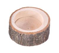 Gvblkq Tortoise Water Dish, Reptile Feeding Dish, Wood Material, Natural Wood Design, Aquarium Ornament, Easy-Clean, Amphibians Habitat Accessories, for Turtle Lizard, 1 Pack