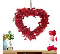 Gvblkq Valentine's Day Wreath, Heartshaped Door Garland, Wedding Decor Wreath, Red Garland Ornament, Front Door Heart Wreath, Decorative Wedding Wreath, Love-Themed Door Garland, Romantic Wreath Deco