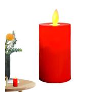 Gvblkq Velas Sin Llama De Llama Móvil Rojas,Velas De Pilar De Móvil | rojas con batería de llama móvil 3D, falsas, velas LED, decoración de mesa para decoración navideña de fiesta en