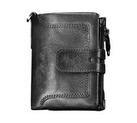 Gvblkq Vintage Leather Wallet with Chain, Anti-Theft Male Credit Card Wallet, Zipper Buckle Multiple Card Slots Cowhide Pouch For Paper Money, Quality& Stylish Look, Countless, Brown