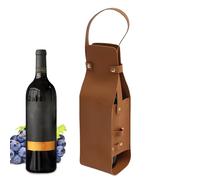 Gvblkq Wine Tote, PU Leather Wine Holder Carrying Case, Wine Carrier with Handle, Liquor Bottle Carrier, Travel Wine Bag for Wine Bottle, Portable Carry- Pouch for Wine Storage