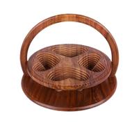 Gvblkq Wooden Bowl, Portable Snack Holder, Hand Crafted Vessel, Spiral Folding Mechanism, Decorative Serving Piece, Kitchenware Accessory, Living Room Medium Walnut Finish Solid Construction Smooth