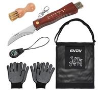 GVDV Navaja para Setas, con Cepillo de Setas, Bolsa de Caza de Hongos, Brújula y Guantes, Cepillo Cerdas de Jabalí