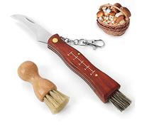 GVDV Navaja para Setas, Kit Recolección con Bolsa de Malla y Cepillo, Cuchillo Plegable Acero Inoxidable con Regla, Brújula y Guantes. Regalo Micología Camping