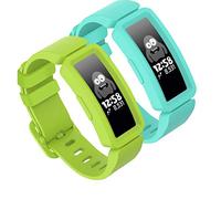 GVFM Correa compatible con Fitbit Ace 2 para niños 6, silicona suave, impermeable, accesorios de pulsera para niños y niñas, compatible con Fitbit Ace 2 (2 verde azulado, lima.)