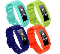 GVFM Correa Compatible con Fitbit Ace 2 para niños 6, Silicona Suave, Impermeable, Accesorios de Pulsera para niños y niñas, Compatible con Fitbit Ace 2 (4 Azul, Lima, Naranja y Verde Azulado.)
