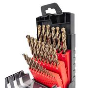 GVHAKG Juego de brocas de 25 piezas, HSS-E M35, cobalto, juego de brocas en espiral para metal, acero inoxidable y aluminio (1-13 mm)